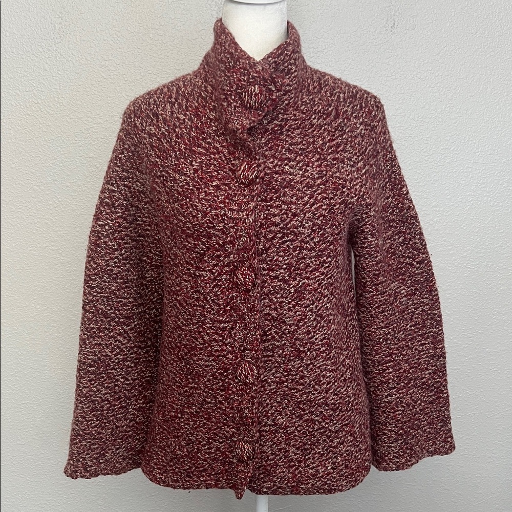 Margaret O’Leary Wool Blend Cardigan Burgundy/Red Size Medium